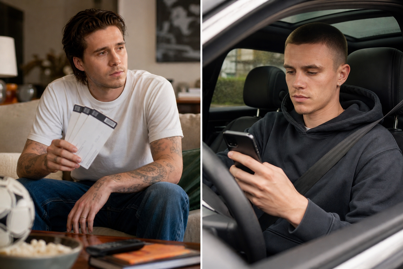Beckham-broers in het nieuws: Brooklyn in WK-reclame, Romeo beboet voor bellen achter stuur