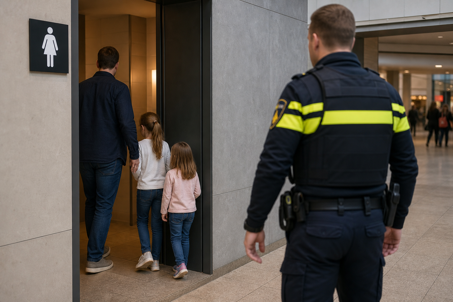 Amerikaanse vader met dochters in vrouwentoilet veroorzaakt paniek, expert duidt etiquette