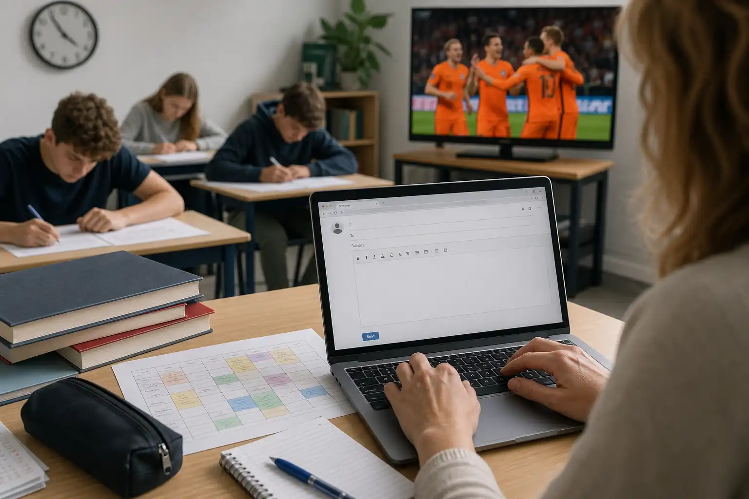 Een ouder mailt naar de school: of de toetsweek verplaatst kan worden voor het Nederlands elftal