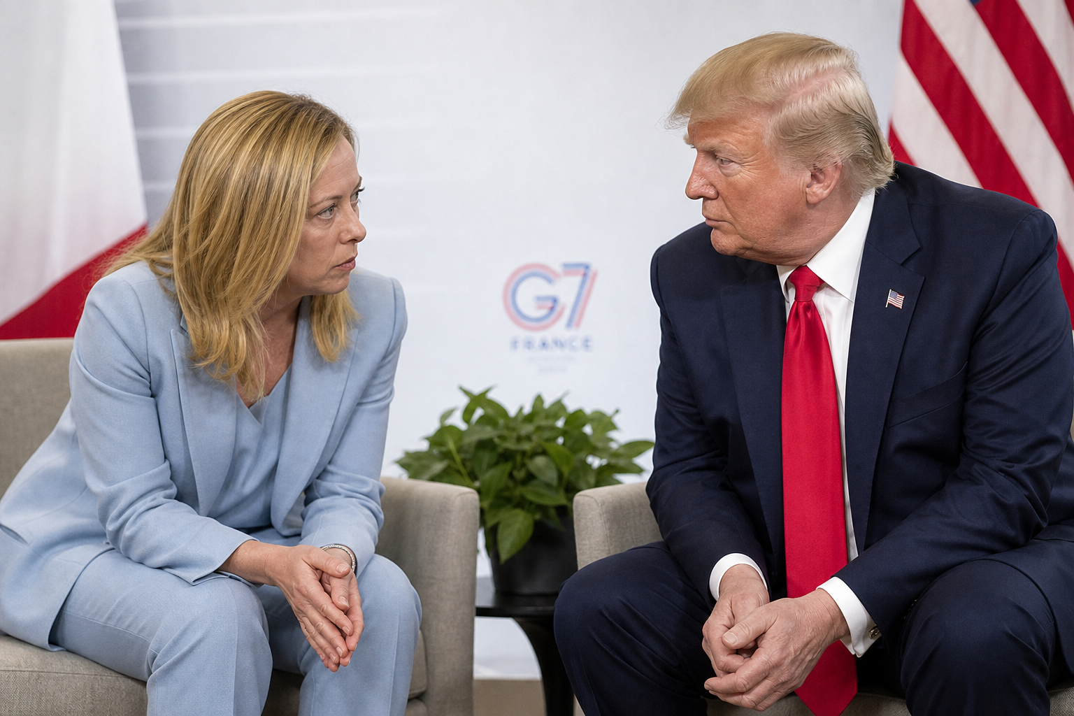 Italiaanse Meloni ontkent bewering Trump dat ze om foto smeekte op G7