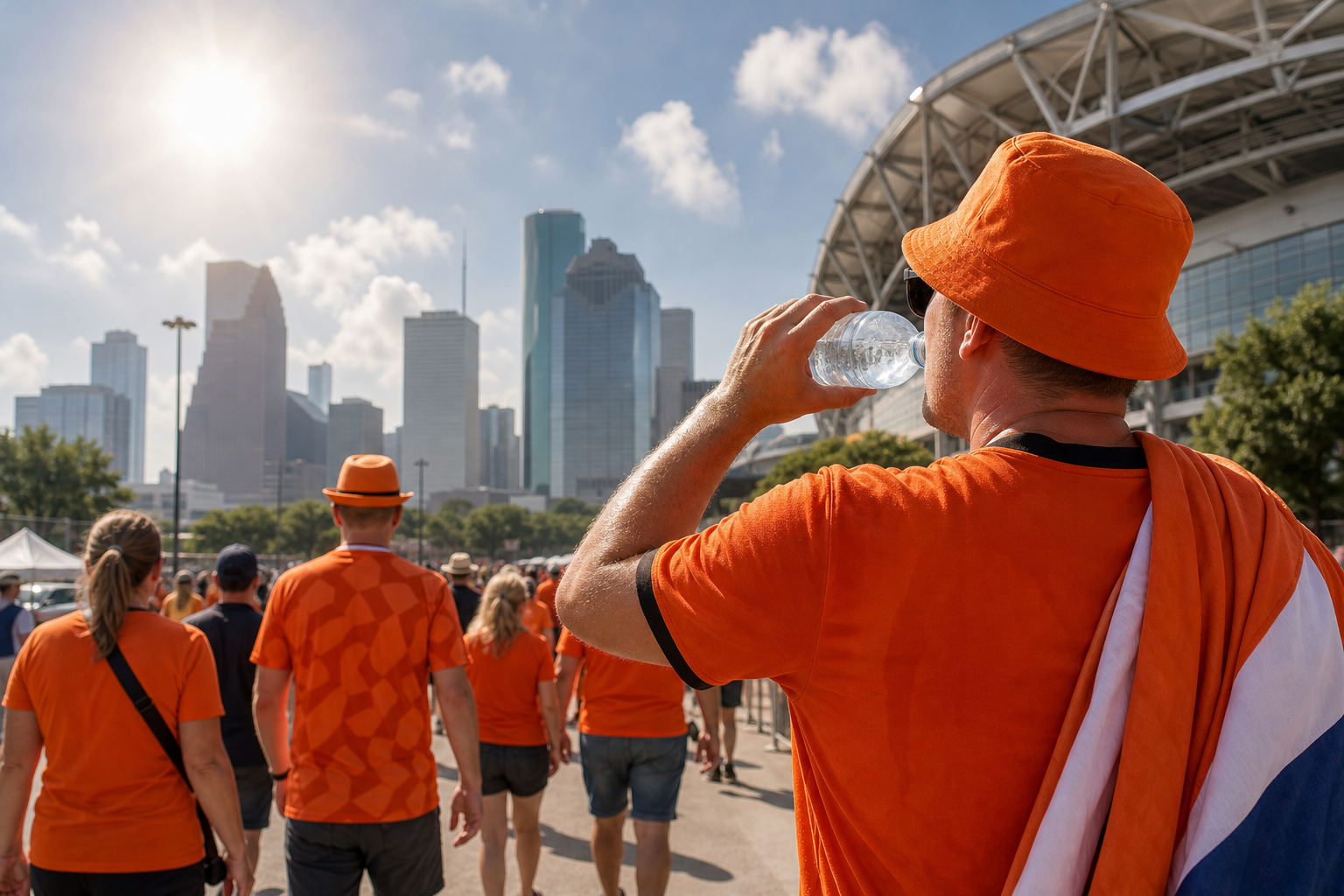 KNVB waarschuwt Oranjefans voor extreme hitte in Houston voor duel met Zweden