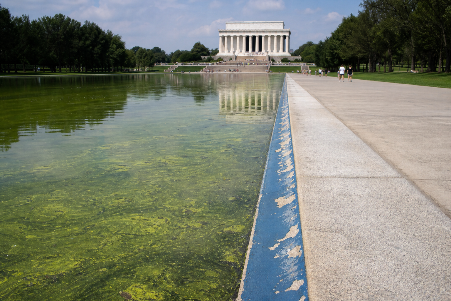 Renovatie Lincoln Memorial zorgt voor ophef door algen en loslatende coating