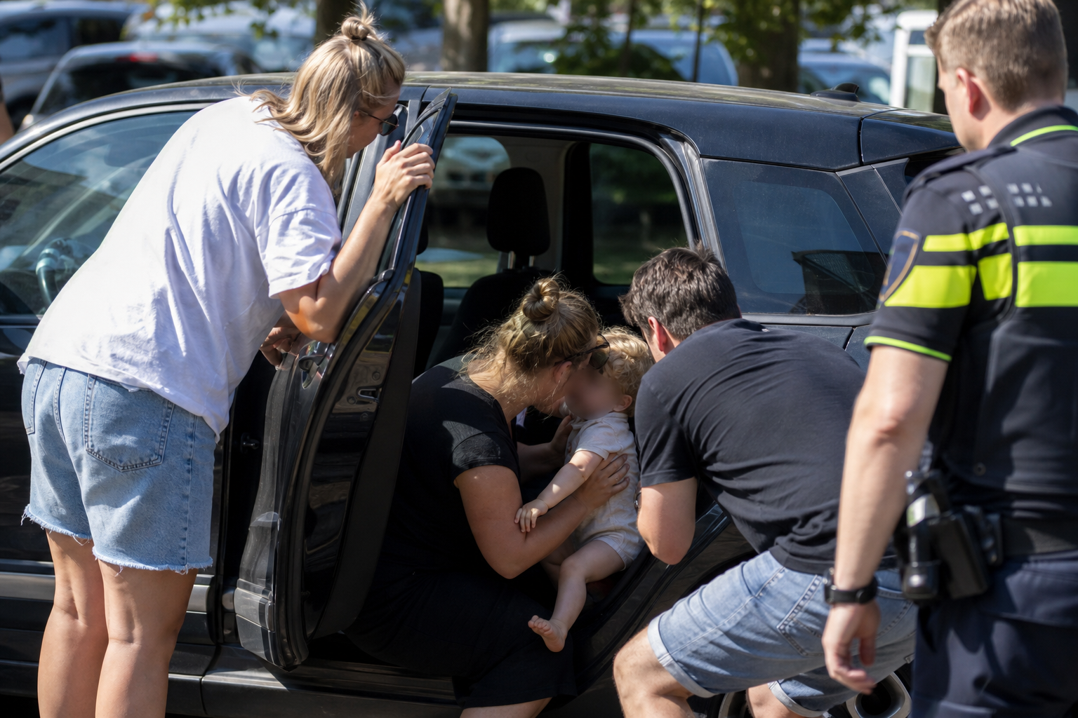 Omstanders bevrijden peuter uit oververhitte auto in Krimpen aan den IJssel