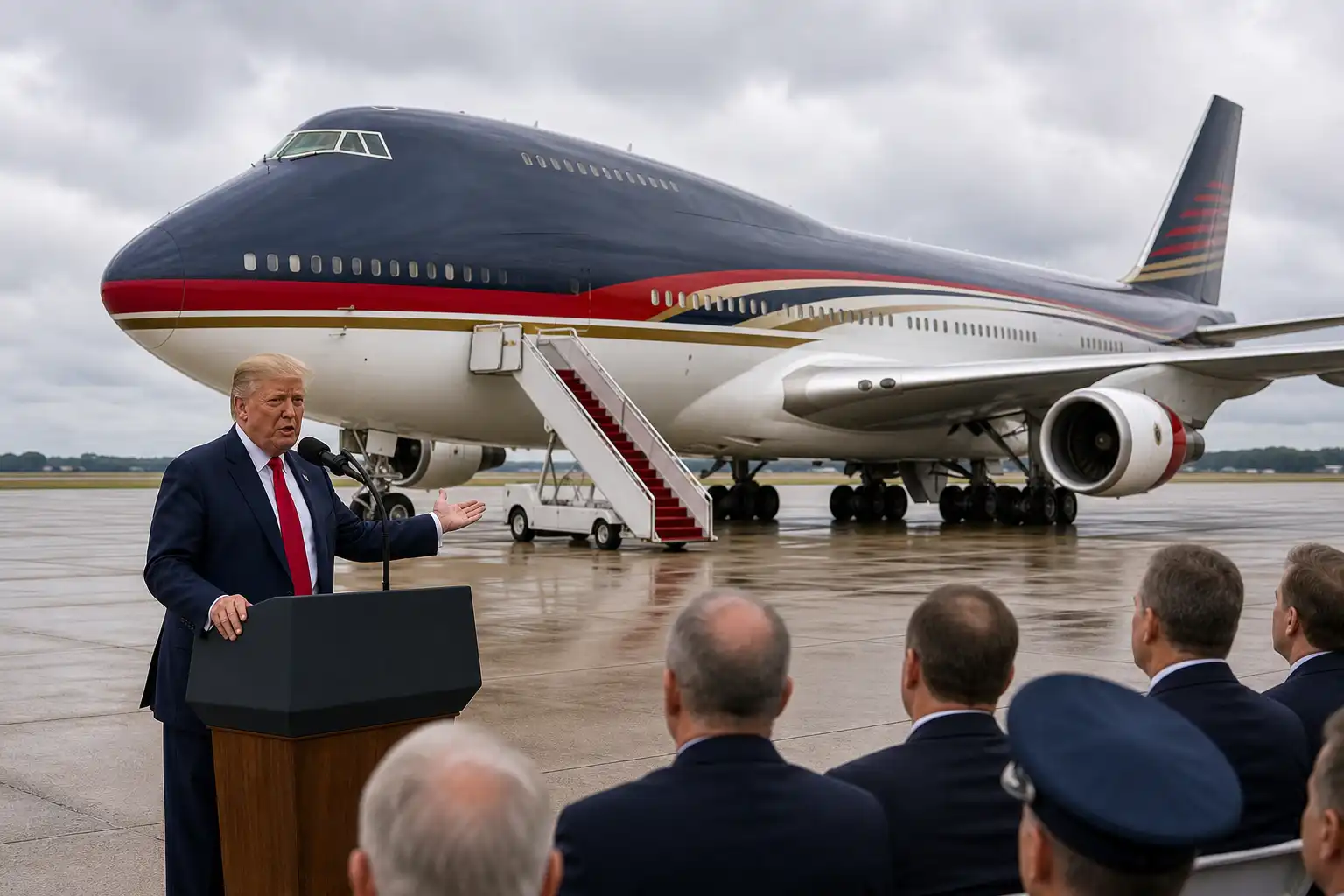 Trump onthult nieuwe Air Force One, geschenk van Qatar ter waarde van 400 miljoen